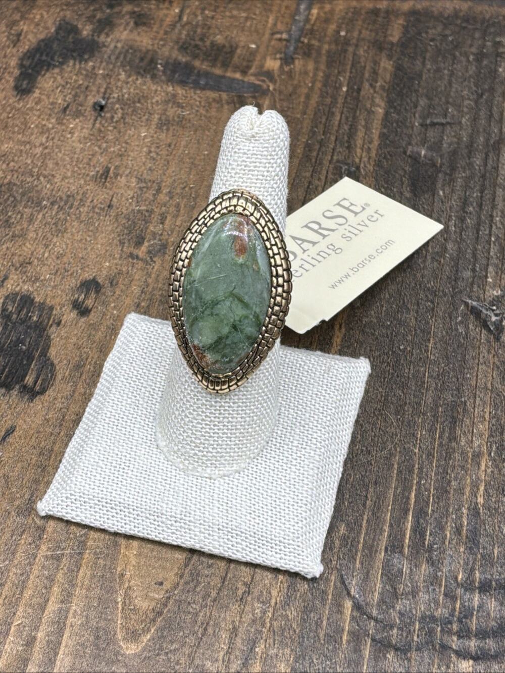Barse Palisade Ring- Green Jasper- Bronze- 7.5-NWT